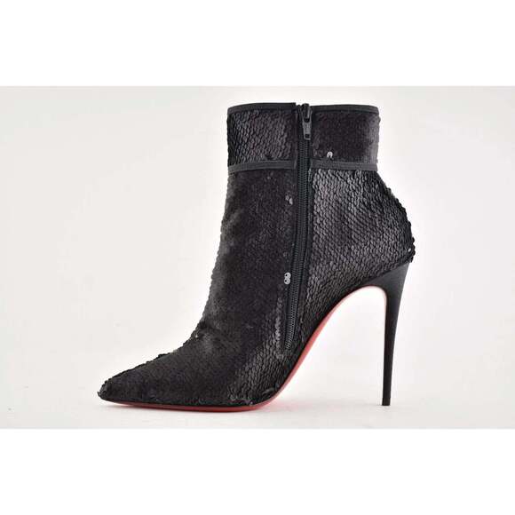 Christian Louboutin Moulakate 100 Black Sequin Glitter Heel Ankle Bootie 35.5 - Picture 8 of 12